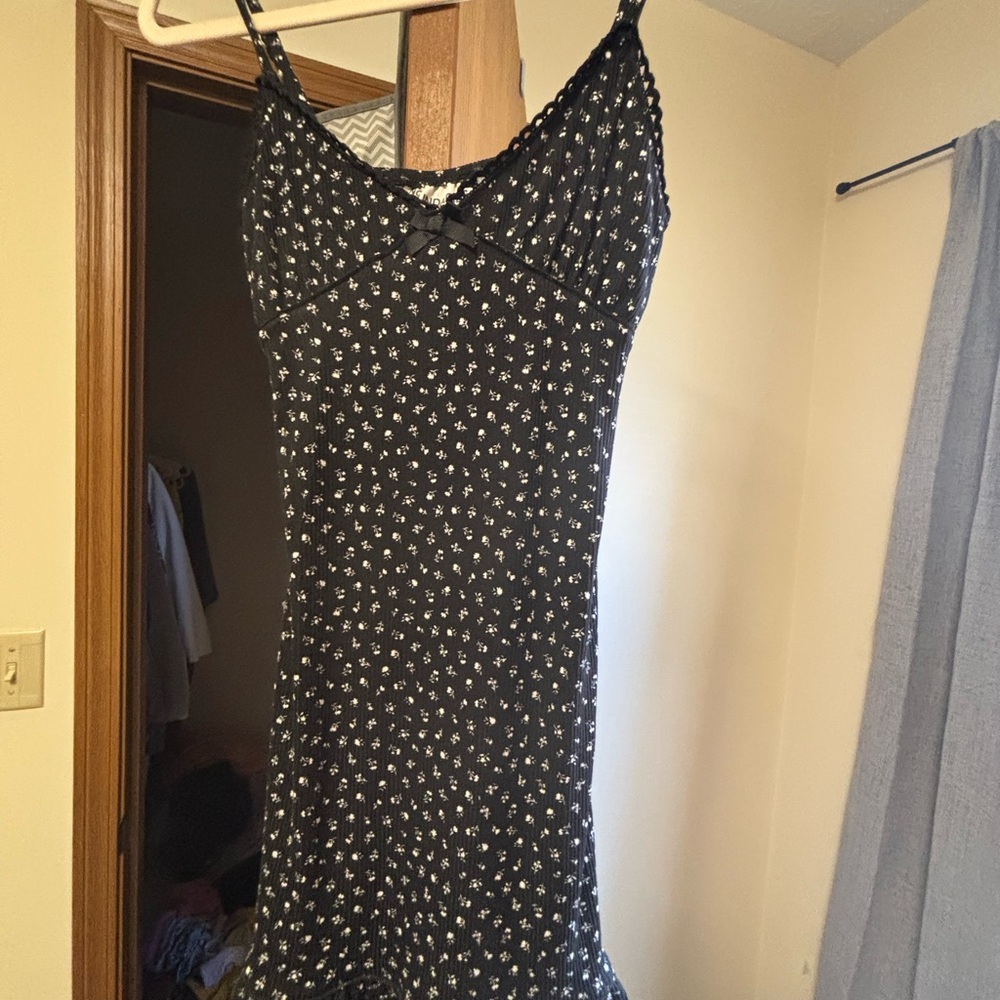 No Boundaries Dark Blue Floral Midi Dress
